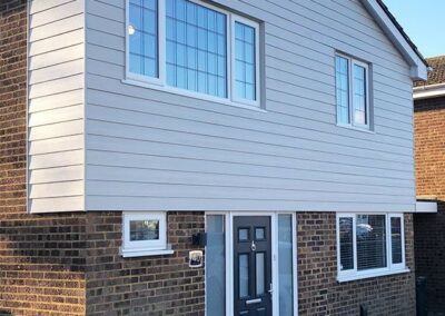Newly-installed white wall cladding